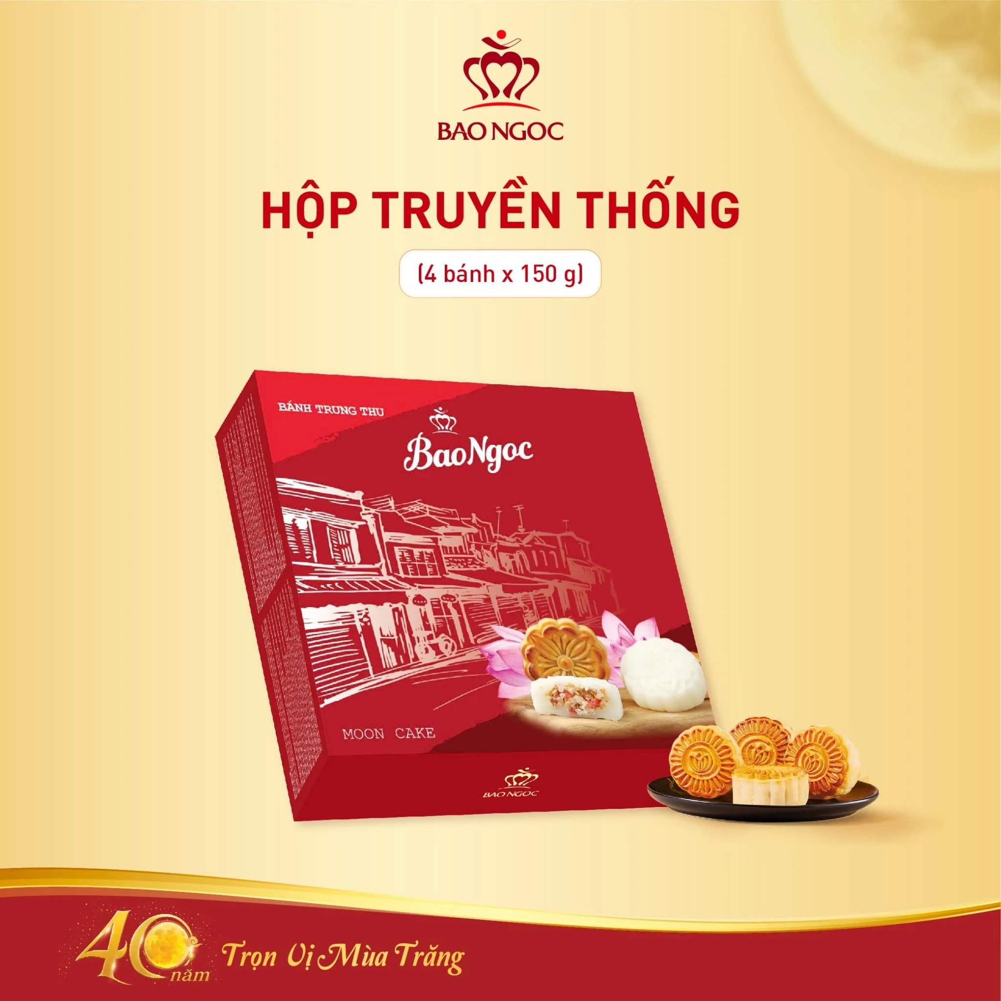 Hộp Bánh Trung Thu Truyền Thống Bảo Ngọc (4 bánh)