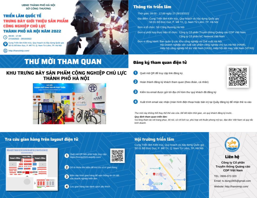 MỜI THAM GIA HỘI CHỢ “TRIỂN LÃM QUỐC TẾ TRƯNG BÀY GIỚI THIỆU SẢN PHẨM CÔNG NGHIỆP CHỦ LỰC THÀNH PHỐ HÀ NỘI NĂM 2022”