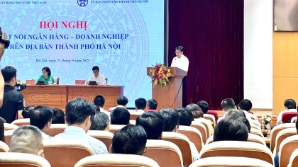 Ông Lê Vĩnh Sơn - Chủ tịch HAMI phát biểu ý kiến tại hội nghị kết nối ngân hàng - doanh nghiệp trên địa bàn thành phố Hà Nội