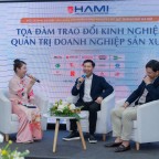 Chủ tịch Lê Vĩnh Sơn và Phó Chủ tịch Nguyễn Xuân Phú chia sẻ kinh nghiệm quản trị doanh nghiệp với cộng đồng chủ lực Thủ đô