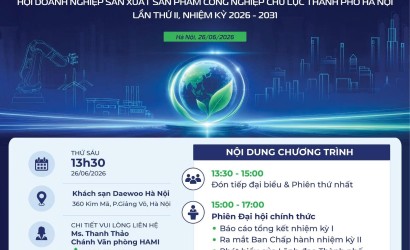 HAMI TỔ CHỨC ĐẠI HỘI LẦN THỨ II, NHIỆM KỲ 2026 – 2031: DẤU MỐC MỚI TRÊN HÀNH TRÌNH KẾT NỐI VÀ PHÁT TRIỂN CỘNG ĐỒNG DOANH NGHIỆP CÔNG NGHIỆP THỦ ĐÔ